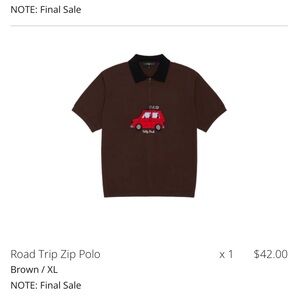 Brown Polo Shirt with Red Car Design